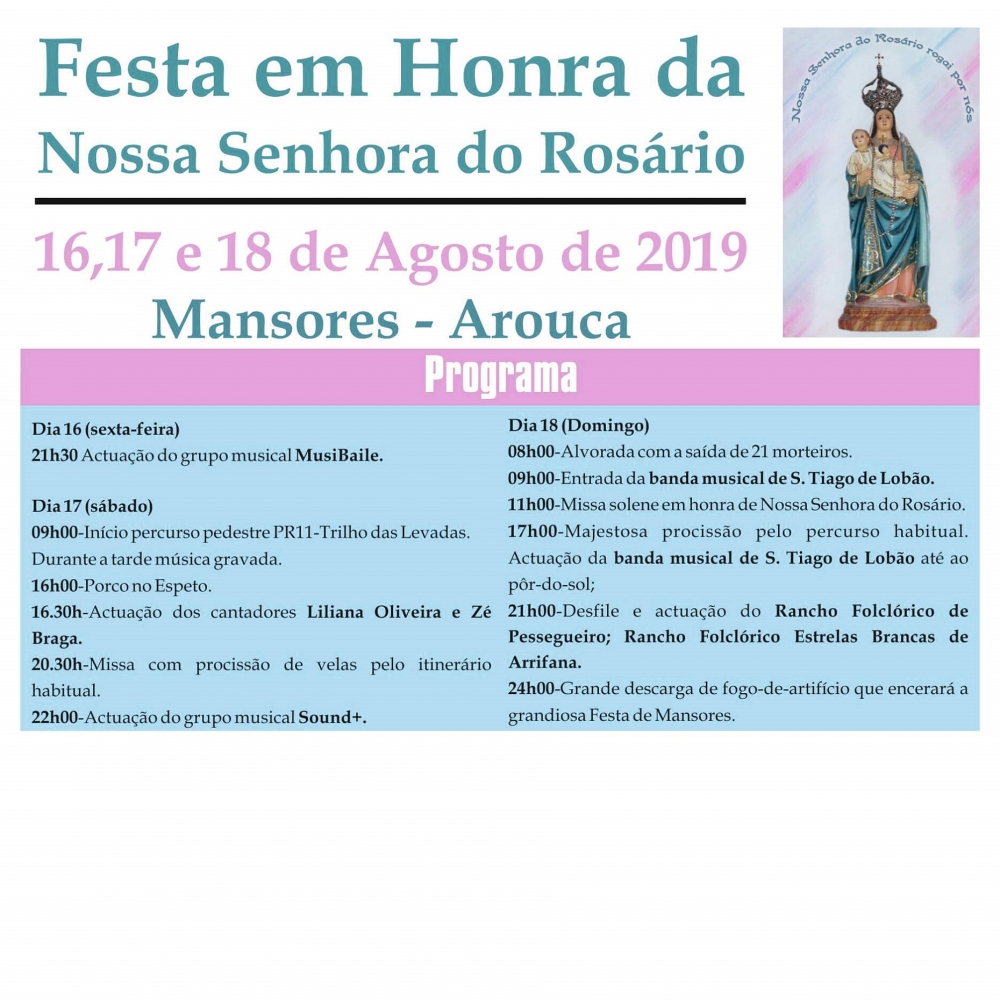 Festa em Honra Nossa Senhora do Rosário 2019